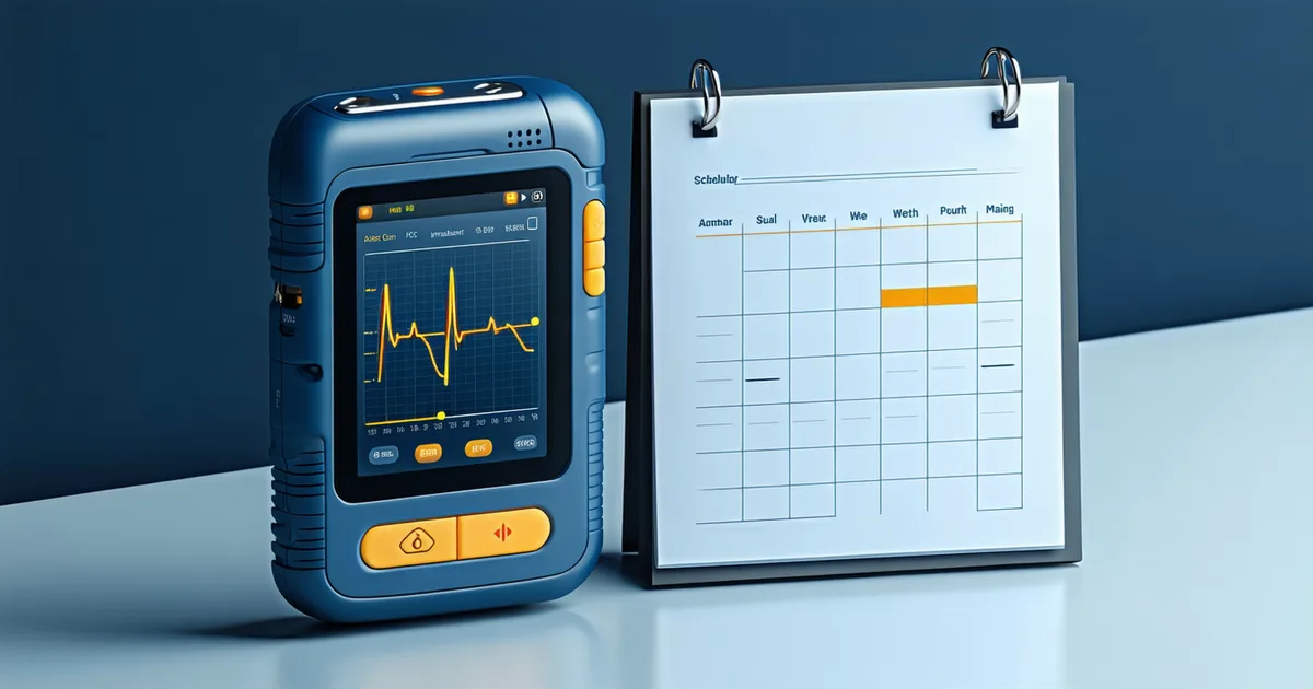 Ambulatory cardiac monitoring concept showing loop recorder follow-up scheduling